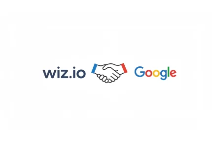"Image representing the strategic partnership between Google and Wiz, highlighting their collaboration to strengthen cloud security and global cybersecurity. Symbolizes innovation, data protection, and market impact.