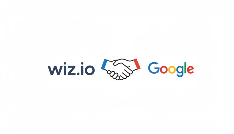 "Image representing the strategic partnership between Google and Wiz, highlighting their collaboration to strengthen cloud security and global cybersecurity. Symbolizes innovation, data protection, and market impact.