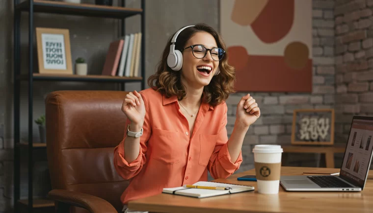 A woman working from home with no prior experience, representing work from home jobs no experience for beginners in the US, UK, CA, AU, and beyond.